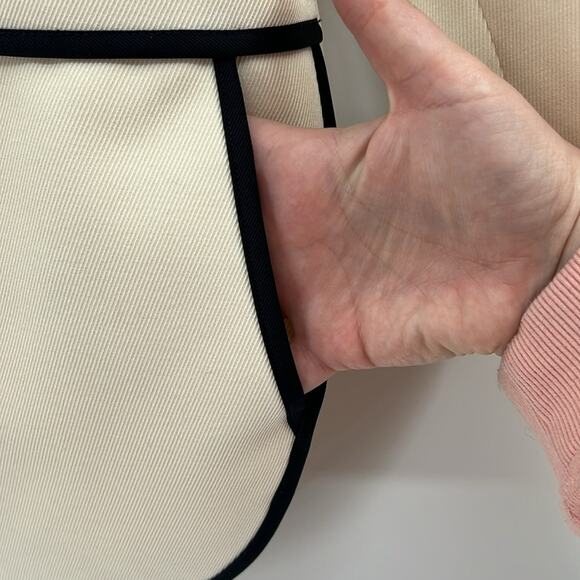 J. Crew Women's Tipped Twill Jacket Blazer - Cream/Navy - 4 - Picture 3 of 5